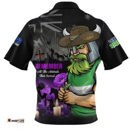 Canberra Raiders Zip Polo Shirt Anzac Day Purple Poppy And Animals That Served