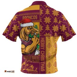 Brisbane Broncos Zip Polo Shirt Christmas Magic Knit Style Winter Glow
