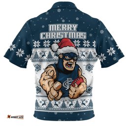 Carlton Zip Polo Shirt Special Ugly Christmas Holiday Footy Fans