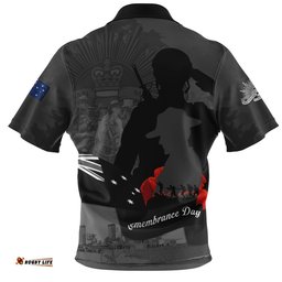 Australia Zip Polo Shirt Remembrance Day 11th November Tribute Edition