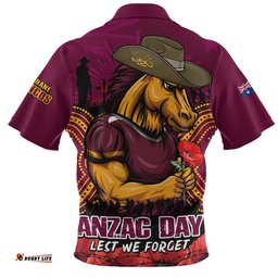 Brisbane Broncos Zip Polo Shirt Anzac Day Pride Of Service Eternal Memory