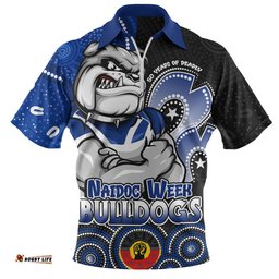 Canterbury-Bankstown Bulldogs Zip Polo Shirt NAIDOC Week 50 Years Of Deadly Indigenous Pattern