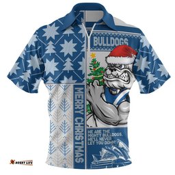 Canterbury-Bankstown Bulldogs Zip Polo Shirt Christmas Magic Knit Style Winter Glow
