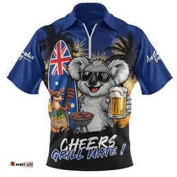 Australia Zip Polo Shirt Australia Day Coastal BBQ Beer Summer Vibes