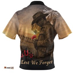 Australia Zip Polo Shirt Anzac Day At Dawn We Remember