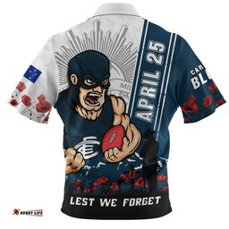 Carlton Zip Polo Shirt Anzac Day Lest We Forget Memorial