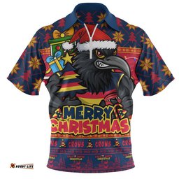 Adelaide Crows Zip Polo Shirt Festive Holiday Merry Christmas Vibe