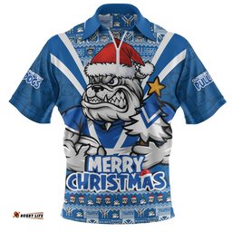 Canterbury-Bankstown Bulldogs Zip Polo Shirt Merry Christmas Festive Spirit Edition