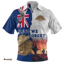 Australia Zip Polo Shirt Two Sides Of Service Anzac Day Remembrance