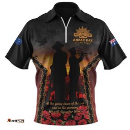Australia Zip Polo Shirt Anzac Day Dawn Remembrance Eternal Tribute