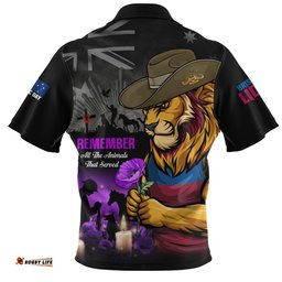 Brisbane Lions Zip Polo Shirt Anzac Day In Memory Of Animals That Served
