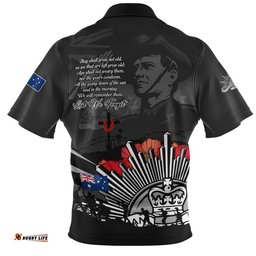 Australia Zip Polo Shirt Anzac Day In Memory Of Brave Servicemen