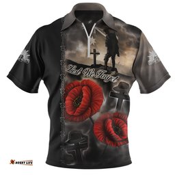 Australia Zip Polo Shirt Lest We Forget In Sacred Remembrance