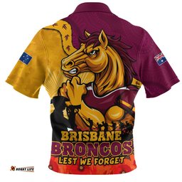 Brisbane Broncos Zip Polo Shirt Anzac Day Remembrance Of Courage Loyalty Valor