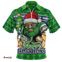 Canberra Raiders Zip Polo Shirt Merry Christmas Game Day Knit Style Team Edition
