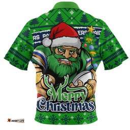 Canberra Raiders Zip Polo Shirt Merry Christmas Game Day Knit Style Team Edition