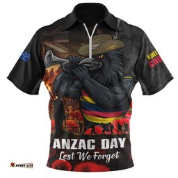 Adelaide Crows Zip Polo Shirt ANZAC Day Lest We Forget Red Poppy And Honor The Brave Tribute