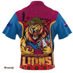 Brisbane Lions Zip Polo Shirt Lest We Forget In Eternal Honor And Duty