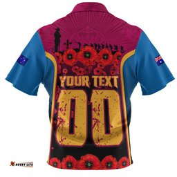 Brisbane Lions Zip Polo Shirt Lest We Forget In Eternal Honor And Duty