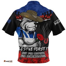 Canterbury-Bankstown Bulldogs Zip Polo Shirt ANZAC Day Red Poppy And Brave Hearts Remembrance