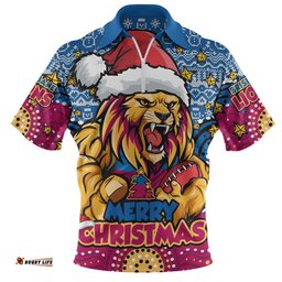 Brisbane Lions Zip Polo Shirt Ugly Christmas Knit Patterns Vintage Jersey