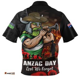 Canberra Raiders Zip Polo Shirt Anzac Day Rising Dawn Ceremony Lest We Forget Courage
