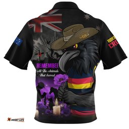 Adelaide Crows Zip Polo Shirt Anzac Day In Memory Of Animals That Served