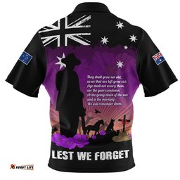 Australia Zip Polo Shirt Anzac Day Remembering Service Animals Sacrifice