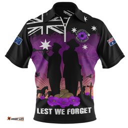 Australia Zip Polo Shirt Anzac Day Remembering Service Animals Sacrifice