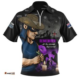 Carlton Zip Polo Shirt Anzac Day In Memory Of Animals That Served