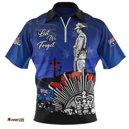 Australia Zip Polo Shirt Anzac Day In Memory Of Brave Servicemen