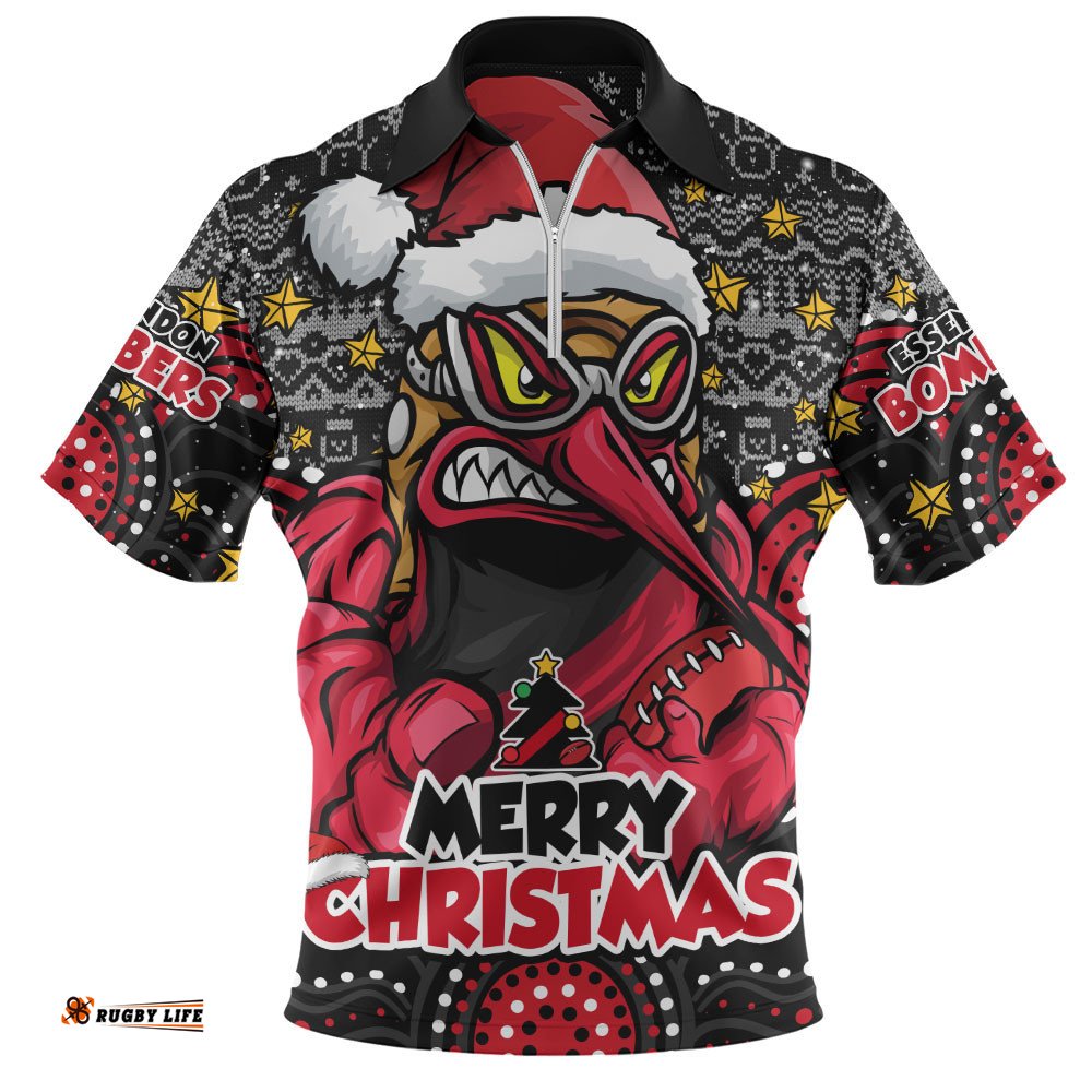 Essendon Zip Polo Shirt Ugly Christmas Knit Patterns Vintage Jersey