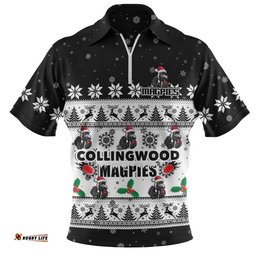 Collingwood Zip Polo Shirt Special Ugly Christmas Holiday Footy Fans