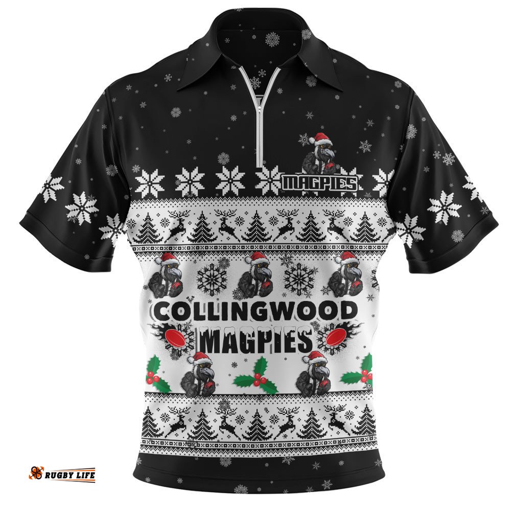 Collingwood Zip Polo Shirt Special Ugly Christmas Holiday Footy Fans