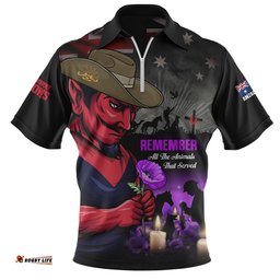 Melbourne Zip Polo Shirt Anzac Day In Memory Of Animals That Served
