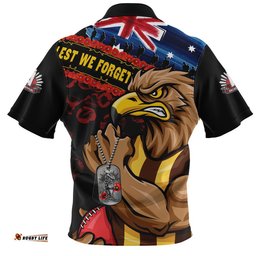 Hawthorn Zip Polo Shirt Lest We Forget Eternal Honor