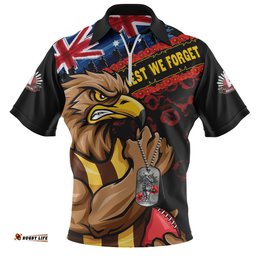 Hawthorn Zip Polo Shirt Lest We Forget Eternal Honor