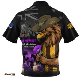 Hawthorn Zip Polo Shirt Anzac Day In Memory Of Animals That Served
