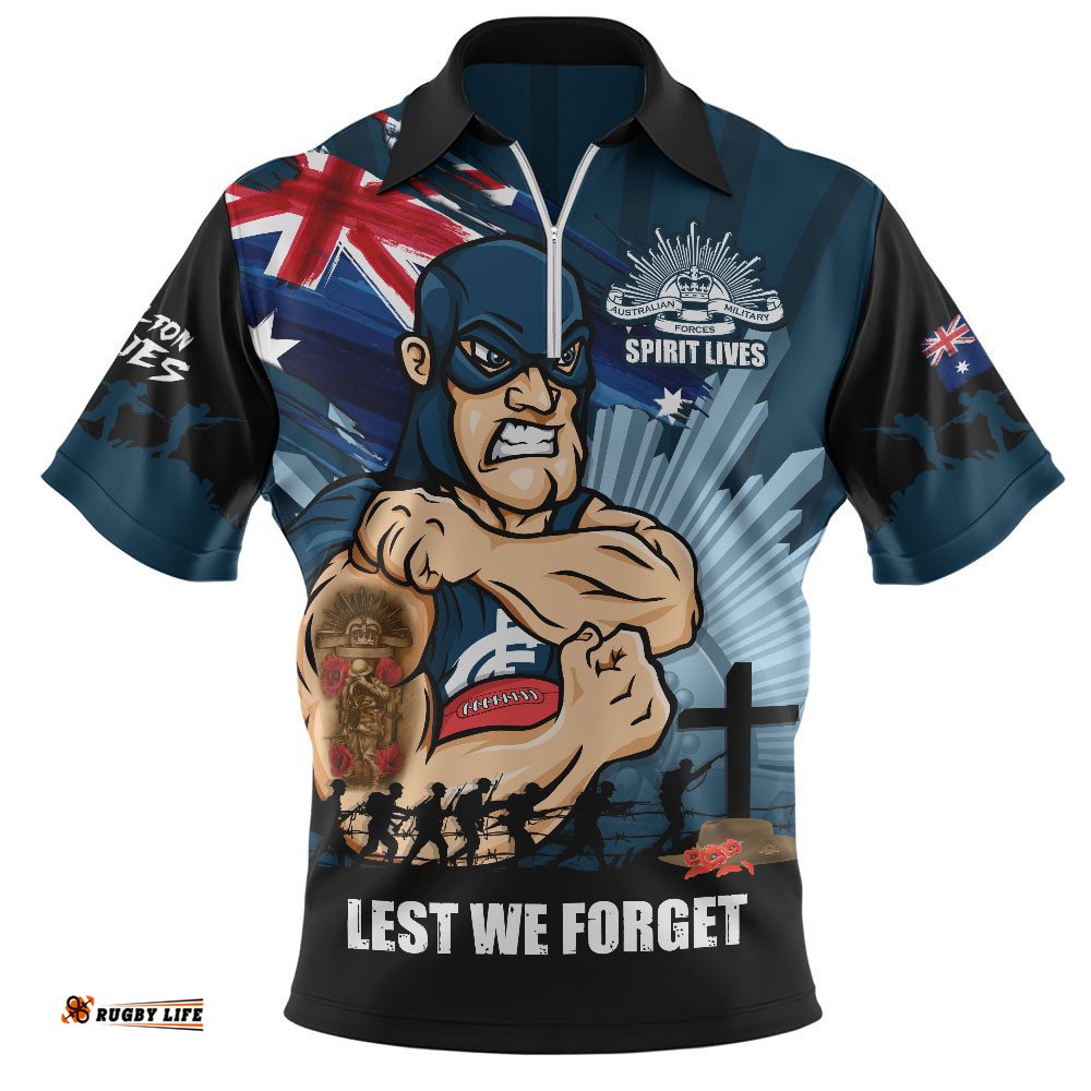 Carlton Zip Polo Shirt ANZAC Day Honour And Football Legacy