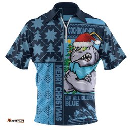 New South Wales Blues Zip Polo Shirt Winter Knit Magic Holiday Spirit