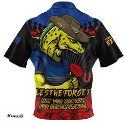 Parramatta Eels Zip Polo Shirt ANZAC Day Red Poppy And Brave Hearts Remembrance