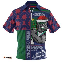 New Zealand Warriors Zip Polo Shirt Christmas Magic Knit Style Winter Glow