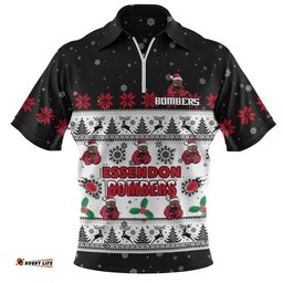Essendon Zip Polo Shirt Special Ugly Christmas Holiday Footy Fans