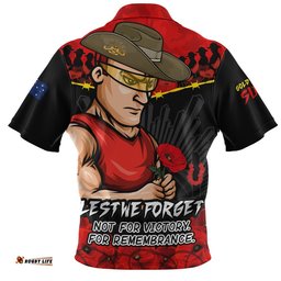 Gold Coast SUNS Zip Polo Shirt ANZAC Day Not For Victory For Remembrance