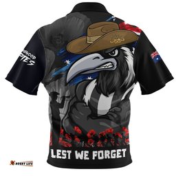 Collingwood Zip Polo Shirt ANZAC Inspired Football Fan Memorial Design