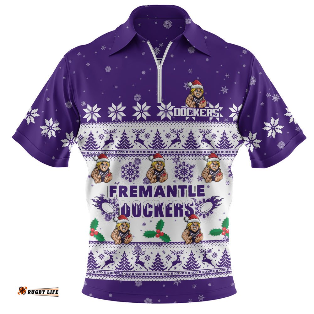 Fremantle Zip Polo Shirt Special Ugly Christmas Holiday Footy Fans