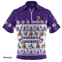 Fremantle Zip Polo Shirt Special Ugly Christmas Holiday Footy Fans