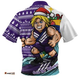 Fremantle Zip Polo Shirt Christmas Holiday Santa Rides The Waves