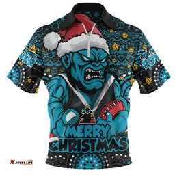 Port Adelaide Zip Polo Shirt Ugly Christmas Knit Patterns Vintage Jersey