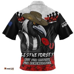 Collingwood Zip Polo Shirt ANZAC Day Not For Victory For Remembrance